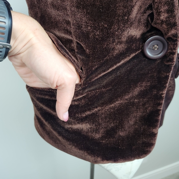 Alice Cullen Alternative Brown Velvet Y2K Short Sleeve Blazer Size M Twilight - Picture 4 of 12